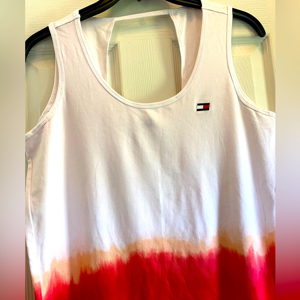NWOT TOMMY HILFIGER SPORT WHITE/ORANGE/RED OMBRE TANK DRESS SIZE MED-LRG
